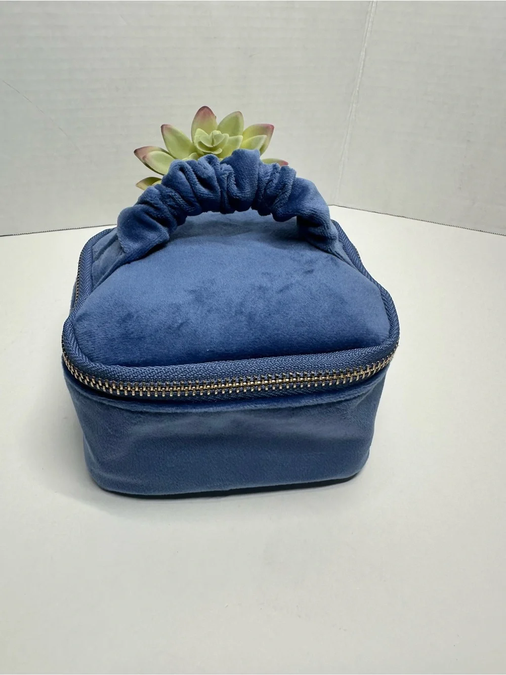 a new day Blue Velvet Scrunch-Handle Cosmetic Case